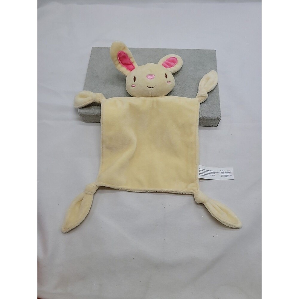 Barrons Cuddly Bunny Rabbit Lovey Rattle Security Blanket Knotted Corners Plush
